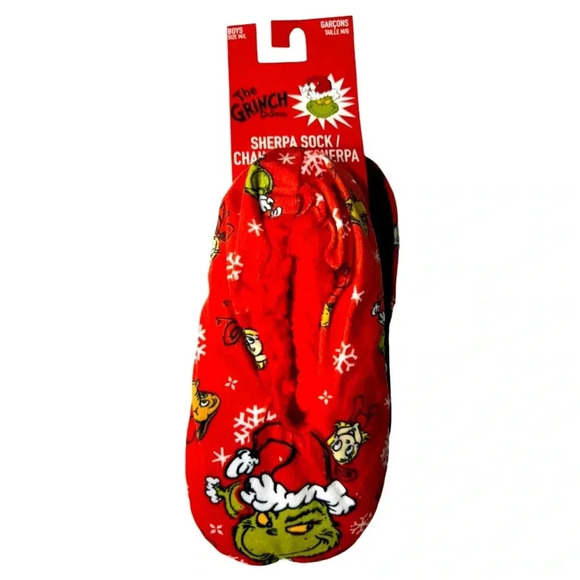 Dr Suess -  The Grinch - Boys Size M/L Sherpa Socks - BNWT 🎄 - Picture 1 of 4